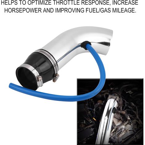 Tube admission d'air froid universel 76mm 3 pouces argenté kit filtre à air tuyau (1/5)