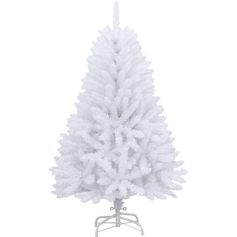 Albero di Natale Albero natalizio Albero festivo Artificiale Incernierato con Base Bianco 150cm (1/5)