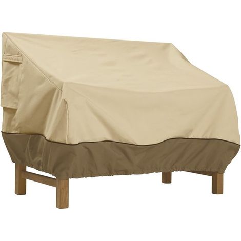 Funda para muebles de jardín，Funda para banco de exterior，Resistente al polvo，Impermeable，Tejido Oxford，Beige y marrón café，224 x 83 x 84 cm (1/5)