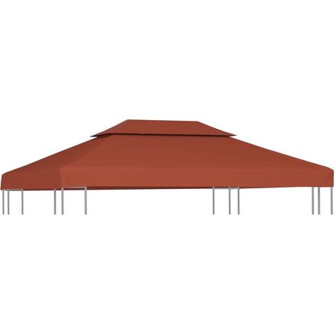 Cubierta superior de cenador 2 niveles terracota 310 g/m² 4x3 m vidaXL