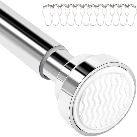 Tringle à rideau de douche (40 55 cm), barre extensible avec anneaux, pour salle de bain, chambre ou porte avec installation facile
