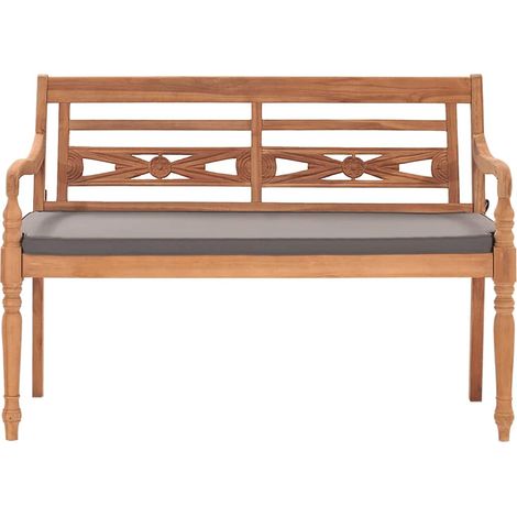 Maison Exclusive - Panca Batavia con Cuscino Grigio Scuro 120 cm Massello di Teak (1/5)
