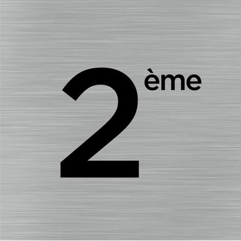 Signaletique.Biz France – Plaque de porte carré pictogramme 2ème étage 150 x 150 mm – Aluminium brossé – Signalétique claire pour espaces professionnels