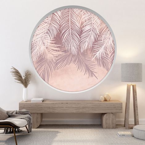 Stickers Trompe l'oeil Arche ronde - Feuilles - Diamètre 30 cm (1/4)