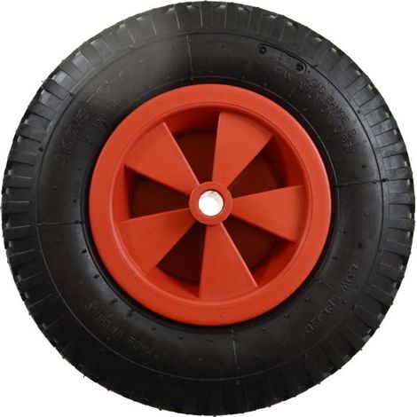 Barre de roue de jardin pneumatique AWTOOLS, jante en plastique de 300 mm, pneu 2 toiles, rouge (1/2)