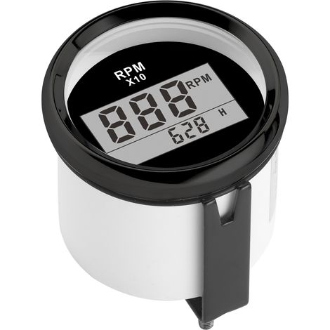 Drehzahlmesser 0-9990 U/min, IP67 wasserdicht, rote Hintergrundbeleuchtung, 52 mm, LCD-Bildschirm, 9-32 V, schwarzes Zifferblatt, schwarze Abdeckung. (1/5)
