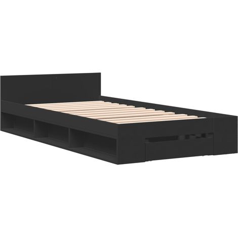 Cadre de lit avec tiroir sans matelas noir 90x190 cm vidaXL (1/5)