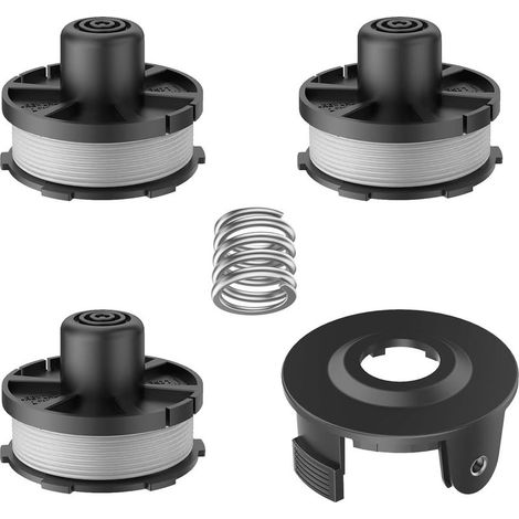 3 x Drahtspulen, passend für Makita 196146-9/195858-1, Ersatz-Schneidkante für Makita Akkusense 18V DUR181Z, DUR181RF, DUR181, Ø1,6 mm, 8,3 m Länge (3 Spulen + 1 Abdeckung + 1 Feder) (1/5)