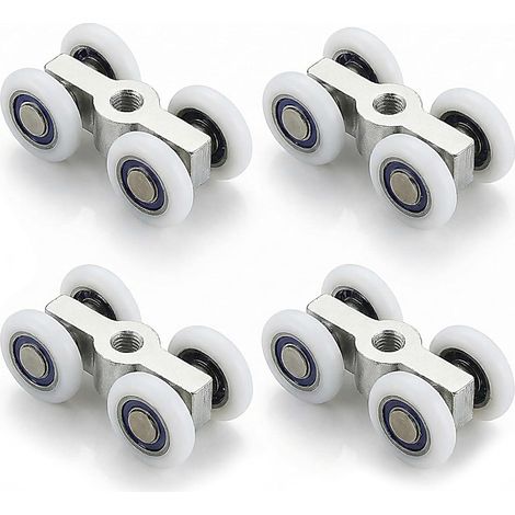 Set of 4 Metal Sliding Door Rollers - Precision Ball Bearings, Silent Slide, for Shower Kitchen Bay Window (1/5)