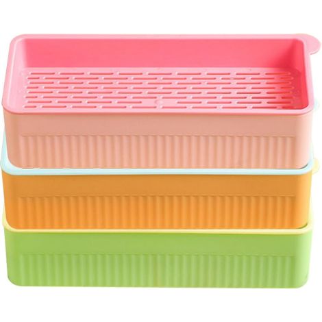 Boîte de Culture D’Herbe à Chat 3 Pièces en Plastique Plateau Maillé Intérieur, Trous Fins Serrés, Couvercle Ouvrable pour Semis Faciles et Germination
