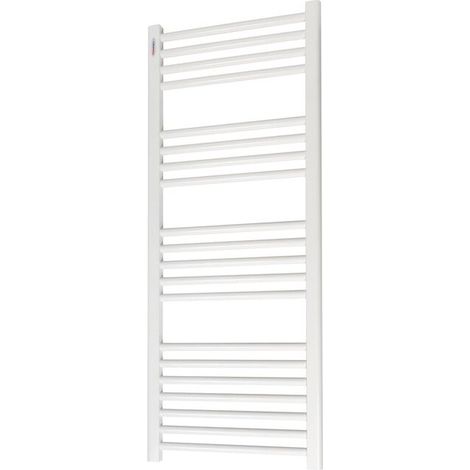 Sèche-serviette eau chaude 514 W – Acier blanc brillant – Dimensions 500 x 1200 mm – Tubes ronds Ø22 mm pour séchage rapide – Tonon Forty