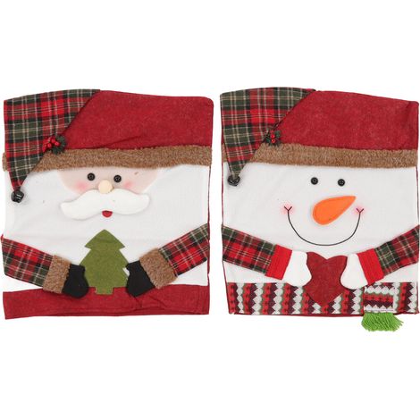 Weihnachtsstuhlrückenbezug, 2-teilig, dekorativer Vliesstoff, Schneemannmotiv, Stuhlhusse für das Festessen (1/5)