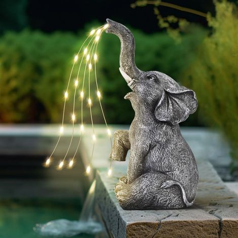 Statue d'éléphant - Décoration de Jardin - Figurine d'éléphant d'arrosage - Lumières LED à énergie Solaire - Cadeaux pour Maman - Cadeaux d'anniversaire pour Femme - Décoration d'éléphant (1/5)