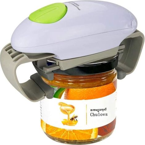 Ouvre-bocal électrique - Ustensile de cuisine solide et robuste pour bocaux hermétiques - Ouvre-bocal automatique mains libres avec moins d'effort pour une ouverture facile (Blanc) (1/5)