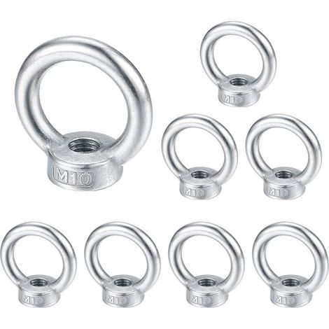M10 Eye Nut, Lifting Ring Eye Bolt, 304 Stainless Steel Eye Nut, Screw Eye Nuts - 8pcs (1/5)