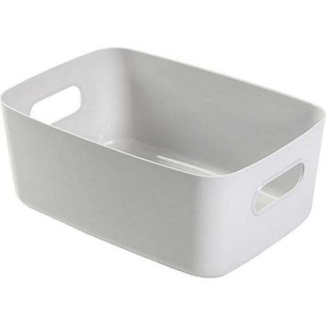 Panier de Rangement de Bureau en PP, Organisateur de Cosmétiques et Fournitures avec Poignée, Grand Modèle Gris pour Maison (1/2)