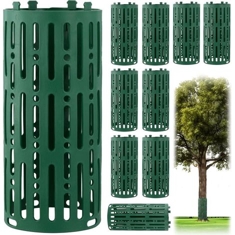 10 Pièces Protection Tronc Arbre, Protection de Tronc D'arbre Plastique avec Crochets de Verrouillage, Protection Arbre Résistante aux Intempéries (1/5)