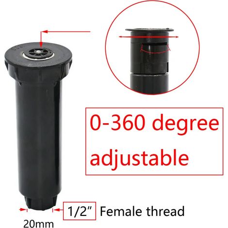 Arroseur escamotable de jardin (réglable de 0 à 360°) à jet 90/180/360° avec buse à réfraction pour l'arrosage et l'irrigation. (1/5)