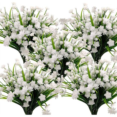 Fleur Artificielle - Narcisse Blanc - Tige Flexible 7 Stems par Bouquet - Résistant aux UV - Pour Décoration Intérieure et Extérieure - Lot de 10 (1/5)