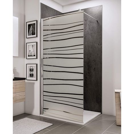 Schulte Duschwand Walk In 90x190 cm - 6 mm Sicherheitsglas Dekor Mistral mit Fixil Beschichtung, Profil Chromoptik, Alexa Style 2.0
