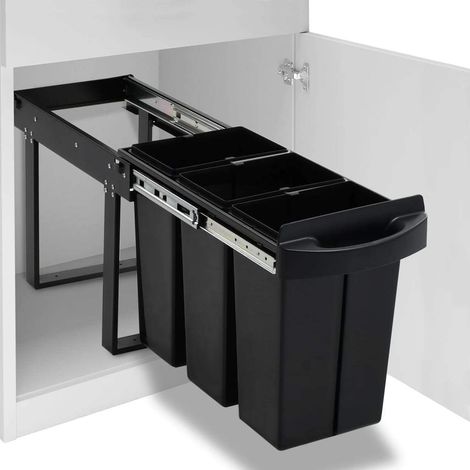 Cubo de basura extraíble en armario de cocina cierre suave 36 L vidaXL