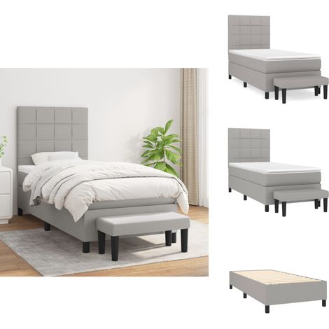 Boxspringbett mit Matratze Hellgrau 100x200 cm Stoff - Boxspringbett - Doppelbett - Bettenrahmen - Schlafsystem - Hellgraues Bett (1/5)