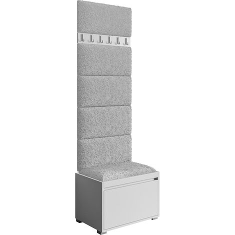 Conjunto para recibidor Comfivo Pinus V, Blanco + Abriamo 06, 207x65x34cm, Aglomerado laminado, Tapiz, Colocada, Montada en la pared
