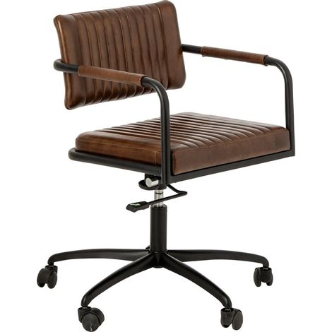 Chaise de Bureau en Cuir "Austin" 82cm Marron (1/5)