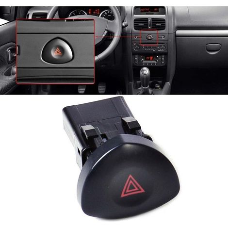 Warning button for Clio 2, hazard lights, warning button for Clio MK 2, black, 8200442723 (1/5)