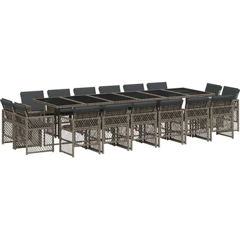 Maison Exclusive - Ensemble à manger de jardin 17 pcs et coussins résine tressée (1/5)