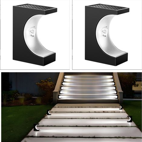 Éclairage solaire extérieur pour escaliers (lumière blanche) - Idéal pour le jardin, les allées, les escaliers et la terrasse - Installation facile, sans consommation d'électricité 190-AquaForge