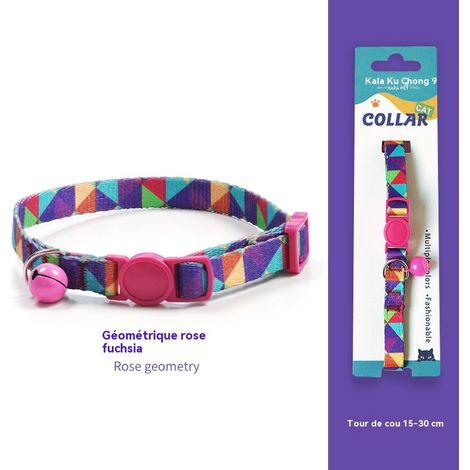Collier pour chat avec clochette - Sécurité anti-étranglement - Couleurs tendance - Convient aux chats ayant un tour de cou de 15 à 30 cm