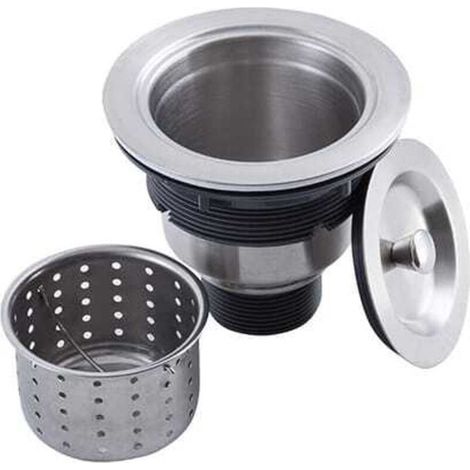 Kit d'assemblage de drain d'évier de cuisine avec panier de vidange d'évier de cuisine, bouchon d'évier et couvercle (1/4)