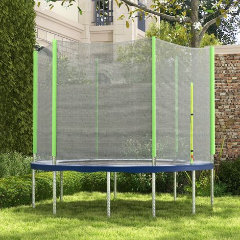 Filet sécurité trampoline Vert Ø244 extérieur anti UV porte zippée 6 poteaux droits