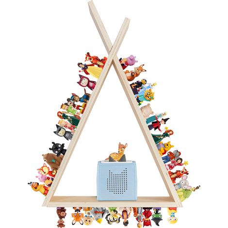 Tonie-Regal für Toniebox Hörfiguren, Magnetische Aufbewahrung für 70-80 Tonie, Wandregal und Schreibtischregal, Kinderregal für Mädchen & Jungen, Dreiecke (1/5)