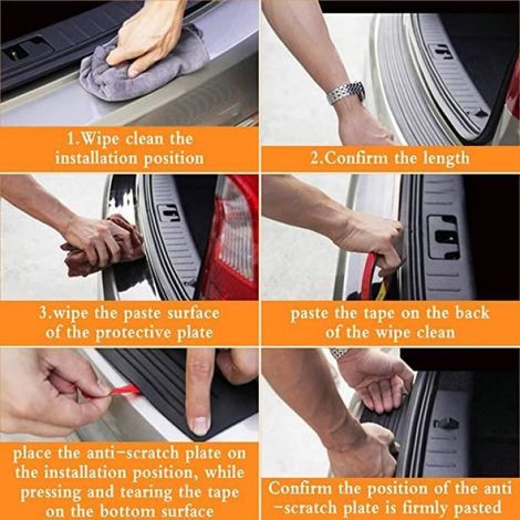 Protecteur de Pare-Chocs Arrière 2 Pcs Rubans Seuil de Porte Voiture en Caoutchouc Baguette de Protection Arrière Universelle (1/4)