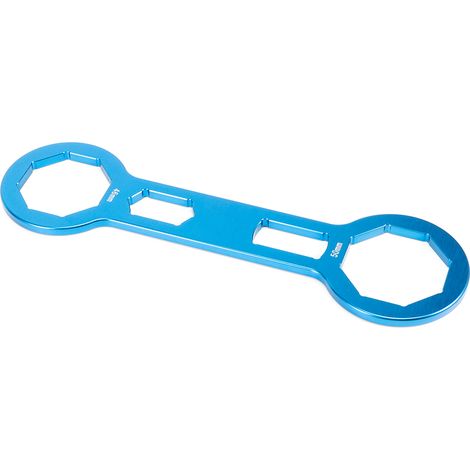 Clé à capuchon de fourche de 1,8 pouce/2 pouces pour retirer, installer et réparer les amortisseurs avant sur CRF250R, CRF450R et CRF450X (bleue). (1/5)