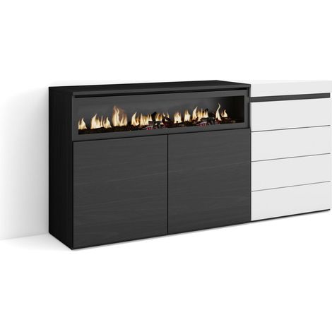 Skraut Home - Buffet, Bahut, Meuble de Rangement, 157x75x35 cm, Chambre à coucher, pièce, Cheminée électrique, Commode, Buffet, Style moderne, Blanc (1/5)