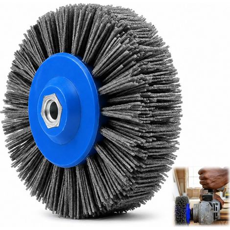 Brosse de ponçage M14 en nylon pour meuleuse d'angle, 150 mm, grain 120, brosse de satin, brosse de structure, brosse de polissage pour machine satin, brosse ronde en nylon (1/5)