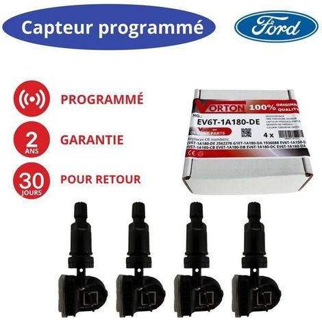 4 sensori TPMS 433MHz preprogrammati per Ford (Mondeo, Focus, Kuga, C‑Max, EcoSport, B‑Max)