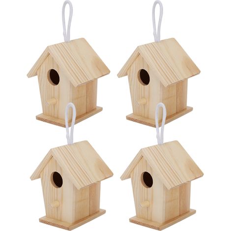Mini maison d'oiseaux suspendue en bois, 4 pièces, Cage de nids, ornement pour jardin et balcon