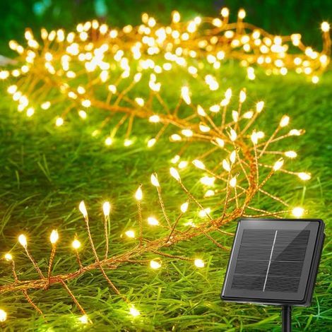 Solar string lights, decorative outdoor lighting in the shape of firecrackers, 6 meters long, with 200 LED lights (warm light). (1/5)