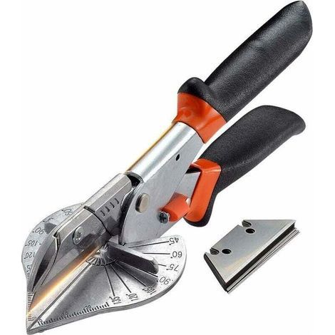 Cisaille à Onglet à Angle 45 ° -135 °, Ciseaux à Goulotte Multifonction, Outil de Coupe Quart de Rond pour Couper des Tuyaux en Pvc Ppr Pe, Branche, Fil. Y Compris 10 Lames de Rechange (1/4)