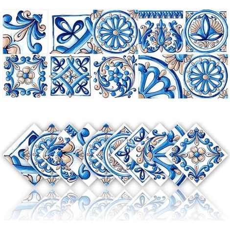 Adesivi murali decorativi in PVC impermeabile, 10 fogli per confezione, stile mosaico retrò, adesivi 2D, adatti per bagni e cucine -Crezuo