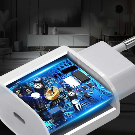 Alimentatore USB-C 20W PD bianco, caricatore rapido per smartphone e tablet (1/3)
