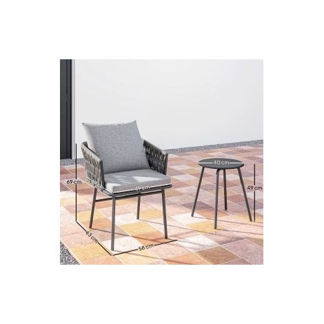 Sitzmöbel Sessel Balkonset Stahl Grau dreiteilig HAVRYA (1/4)