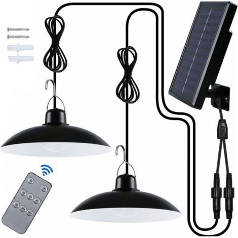 Solarleuchte für den Außenbereich, Doppelkopf, IP65, wasserdichter Solar-Kronleuchter mit Fernbedienung für Garten/Pergola/Balkon/Terrasse (1/5)