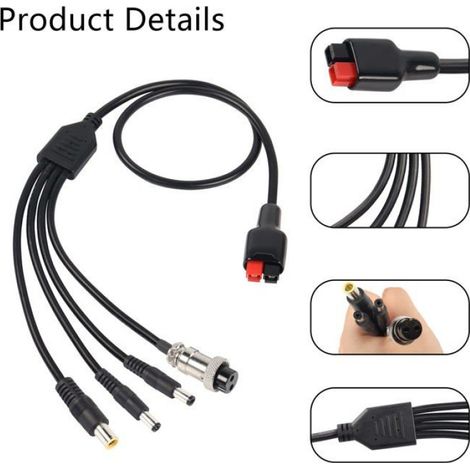 Câble d'extension solaire - GX16 2 broches - DC5521 DC5525 DC7909 - 16 AWG principal 18 AWG conducteurs - 12 V 24 V - 1 pièce (1/4)
