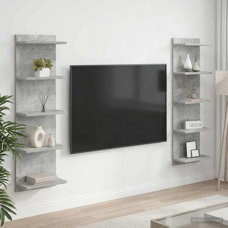 vidaXL Estante de pared 2 uds. Gris Hormigón 30 x 15 x 100 cm (1/5)