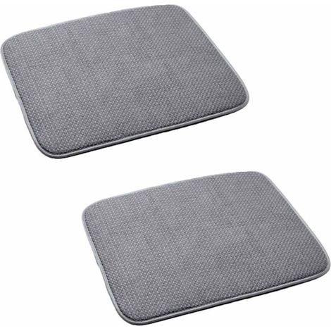 Tapis d'égouttage en microfibre absorbante, tapis d'égouttage pour évier de cuisine, séchage rapide, 40 x 46 cm, lavable en machine, lot de deux, gris.